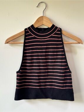 Victoria’s Secret Striped Knit Crop Top With Hook & Eye Back Closure - M